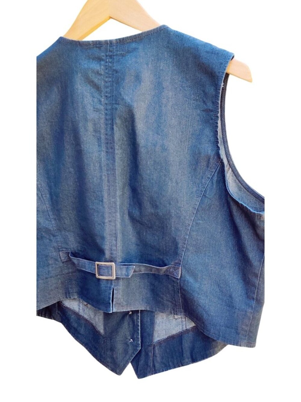 Blue Denim Vest XL CATO Waistcoat Gilet Deep V-Neck Western 3 Button ShawlCollar - Picture 6 of 15